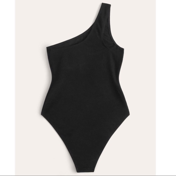 Cut out One Shoulder Black Monokini - Picture 2 of 2